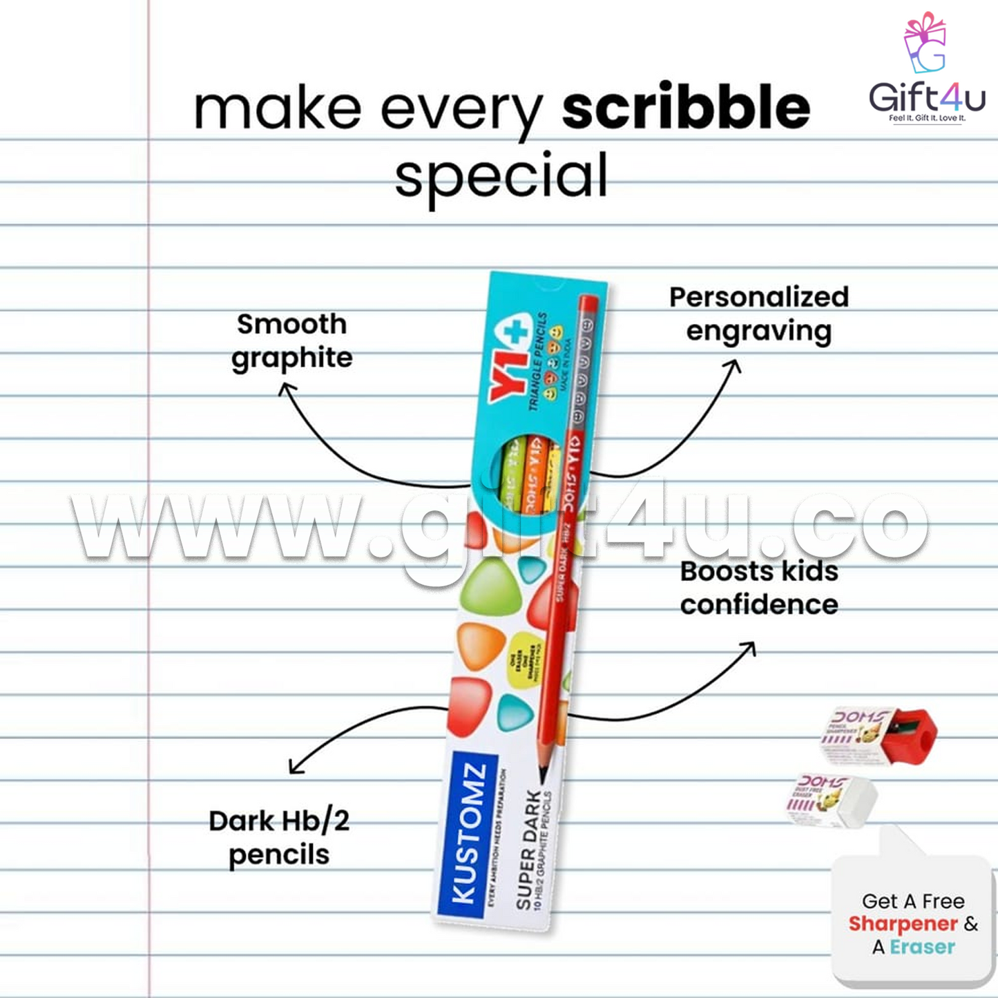 G4U CP2 Personalized Pencil Set of 10 for Kids