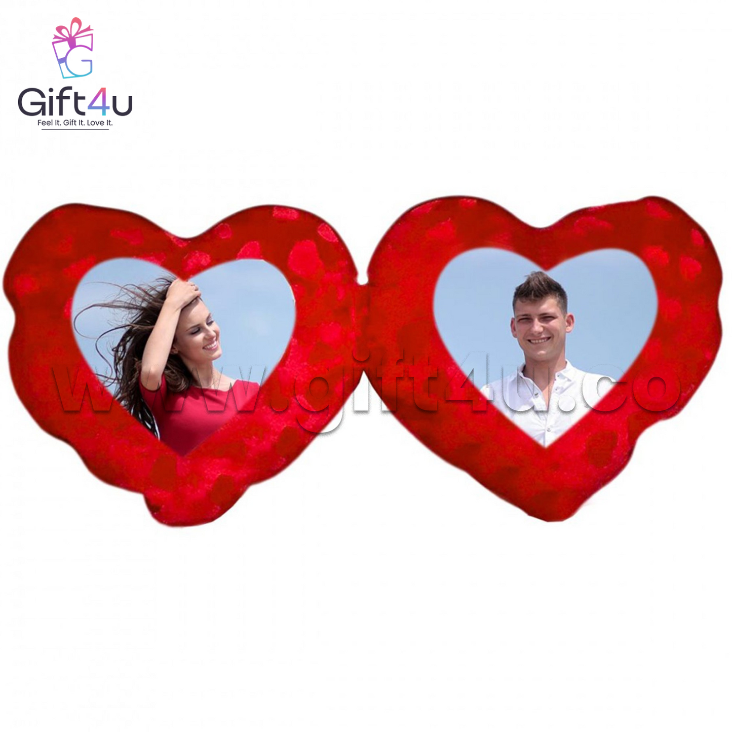G4U PL7 Double Heart Custom Photo Pillow