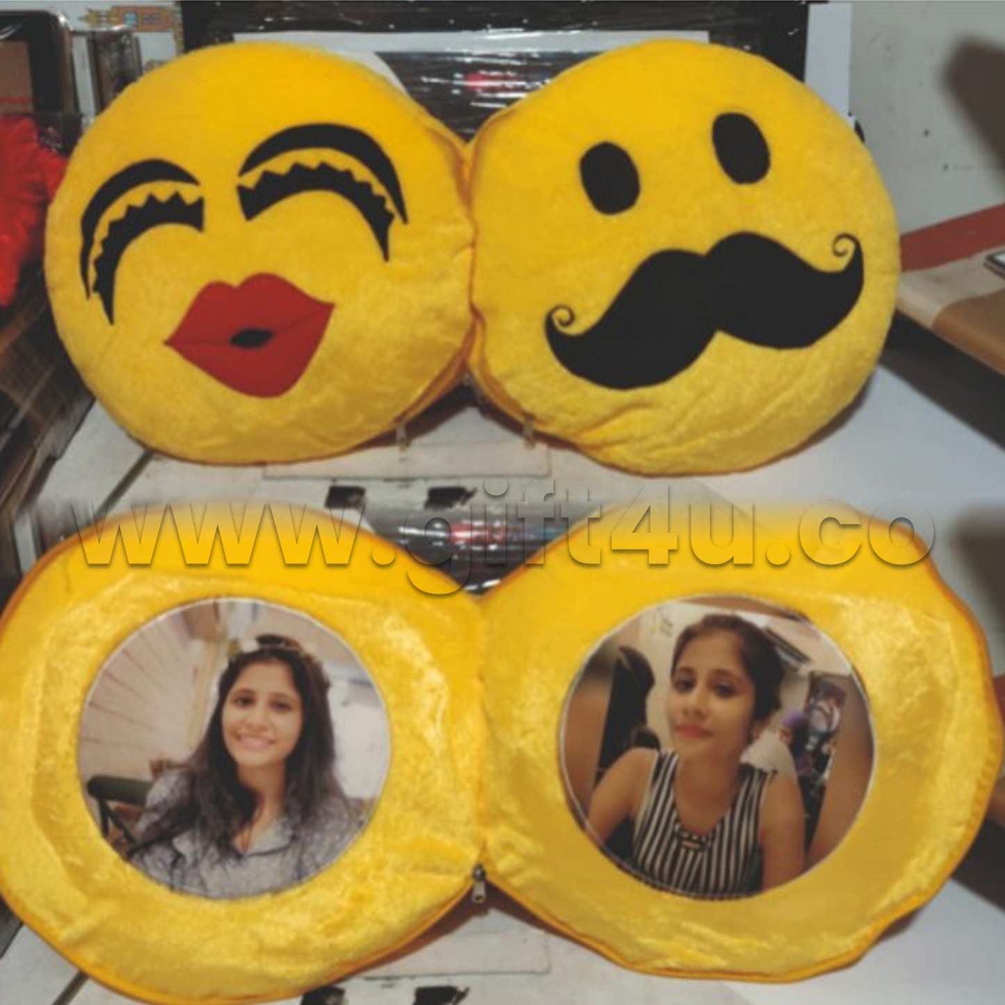 G4U PL11 Smiley Couple Custom Photo Pillow