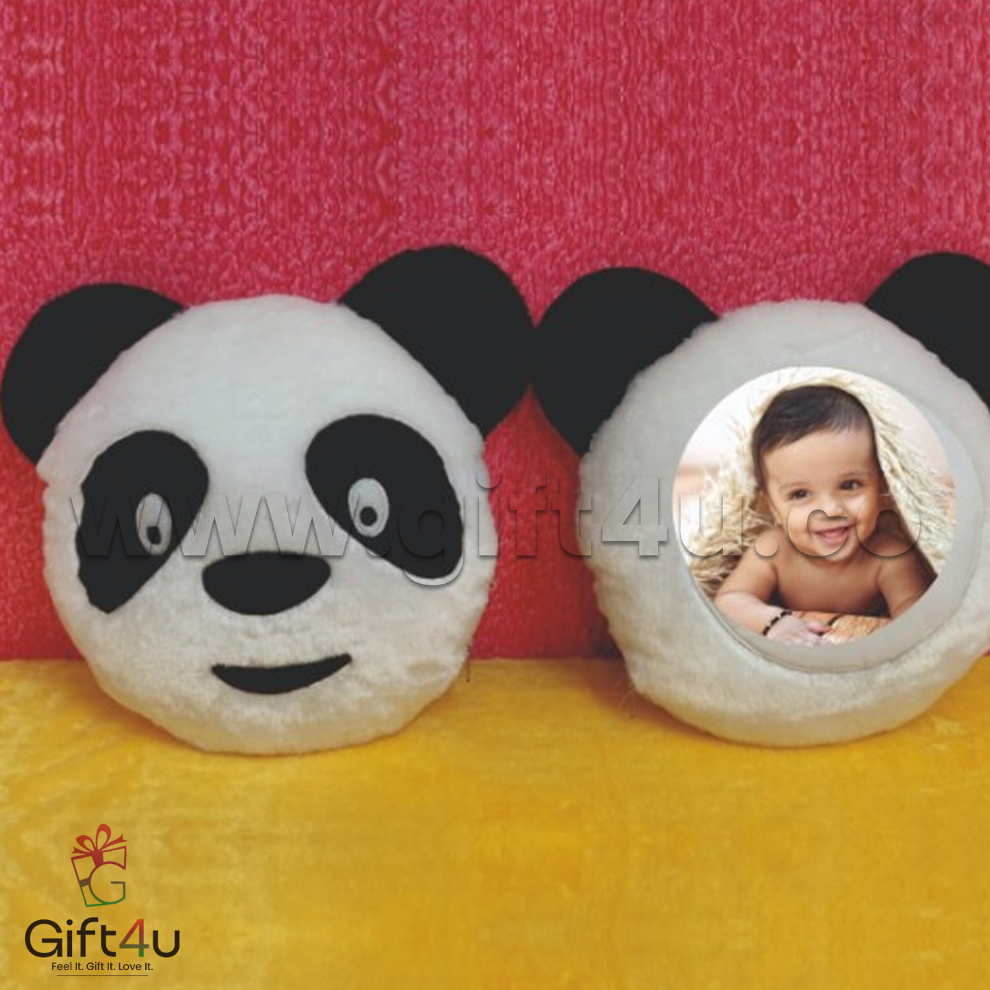 G4U PL15 PandaPals Custom Photo Pillow | Adorable Personalized Cushion