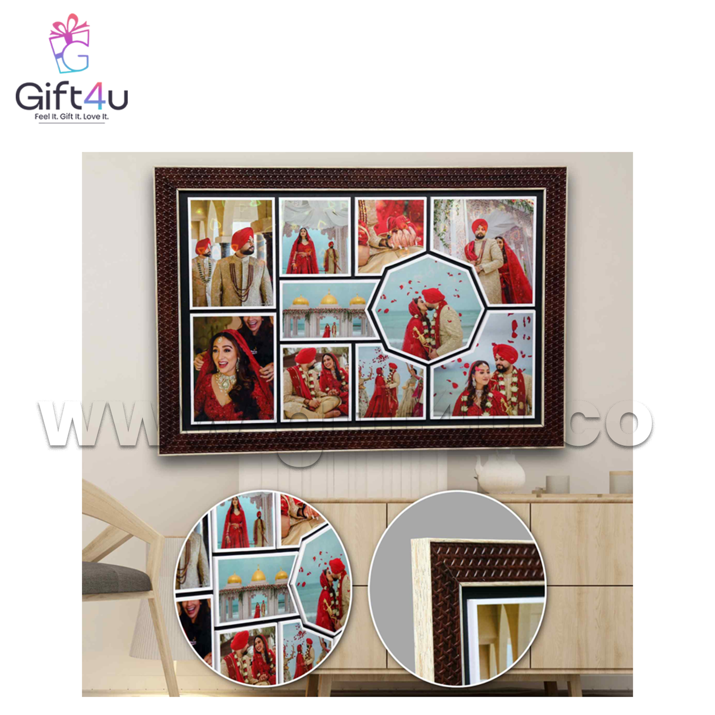 G4U FR25 10 Photos Unique Collage Embossed Frame