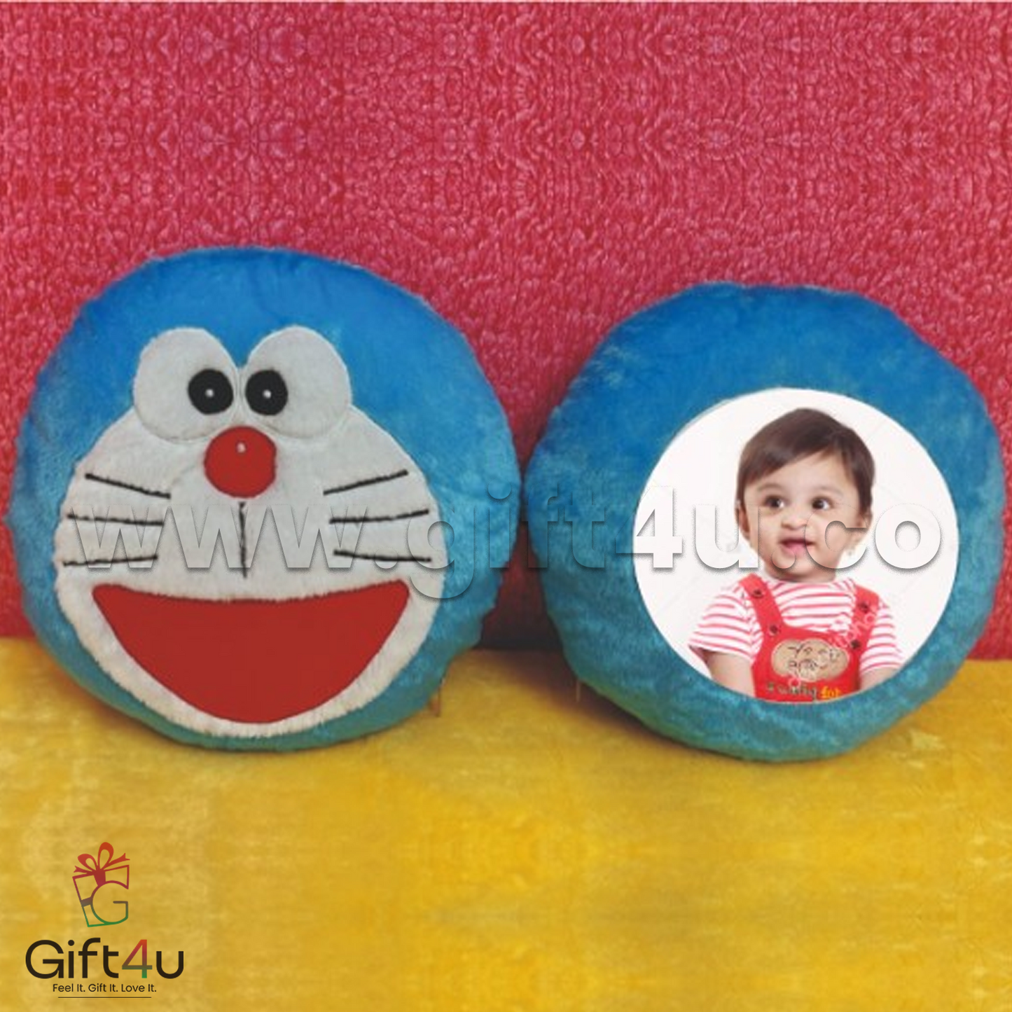 G4U PL16 Doraemon Delight Custom Photo Pillow | Personalized Fun Cushion