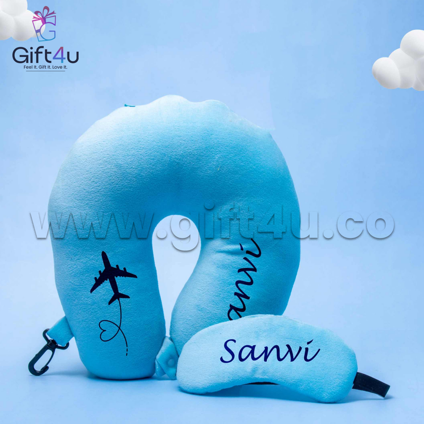 G4U PL19 Customized Neck Pillow & Eye Mask Combo Set โ Travel Kit for Kids & Adults