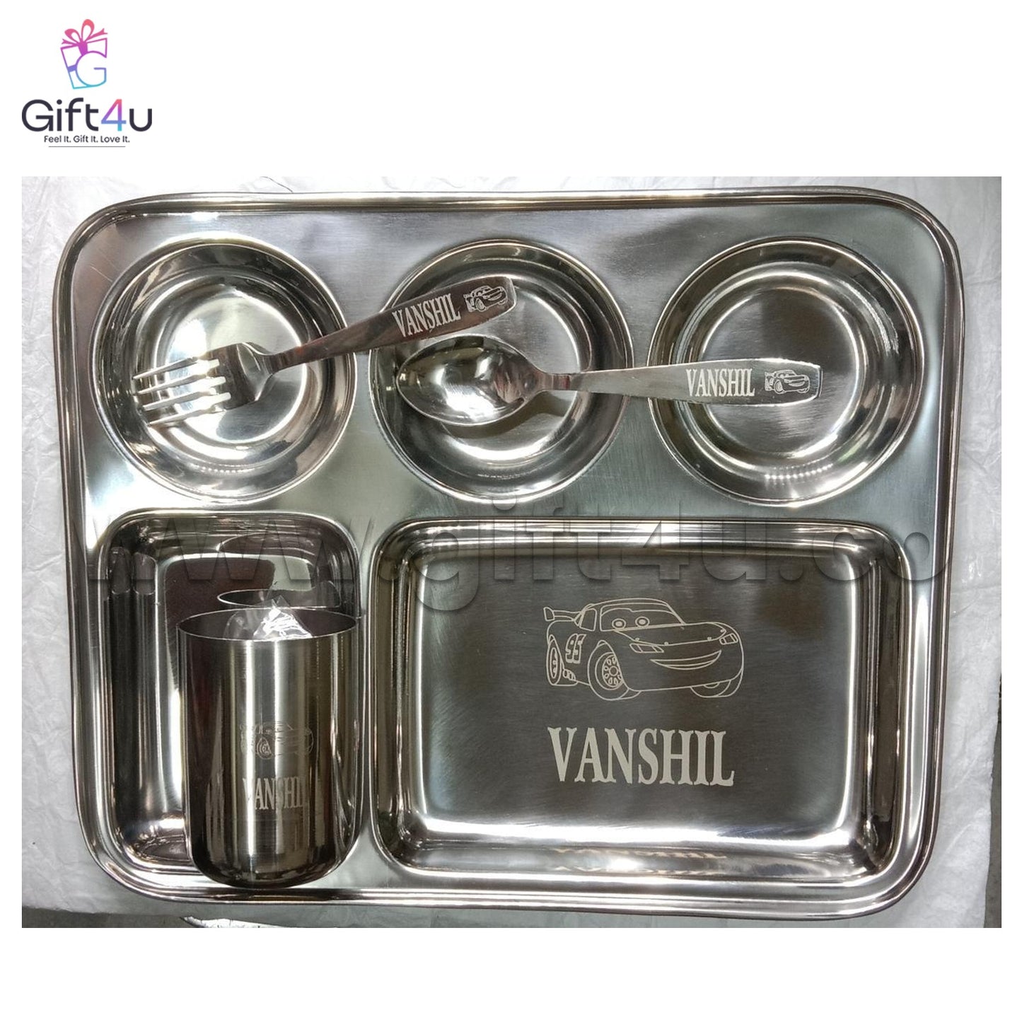TinyDine Deluxe Engraved Steel Set