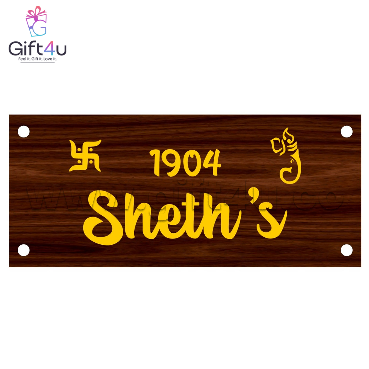 G4U NP5 GoldenNest – Classic Wooden Name Plate