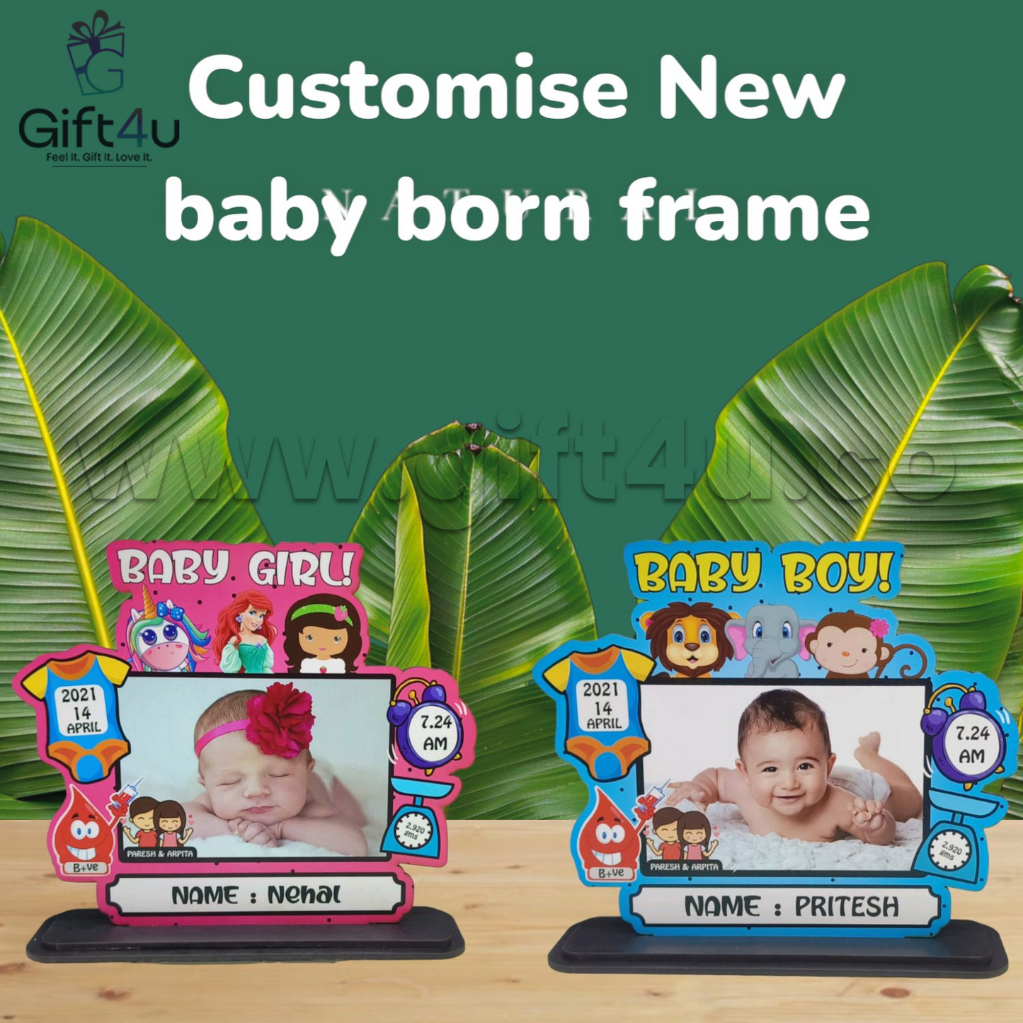 G4U FR64 Newborn Joy Personalized Frame