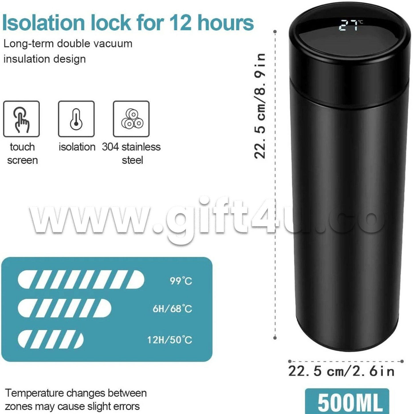 B6-G4U  Personalized Temperature Display Bottle