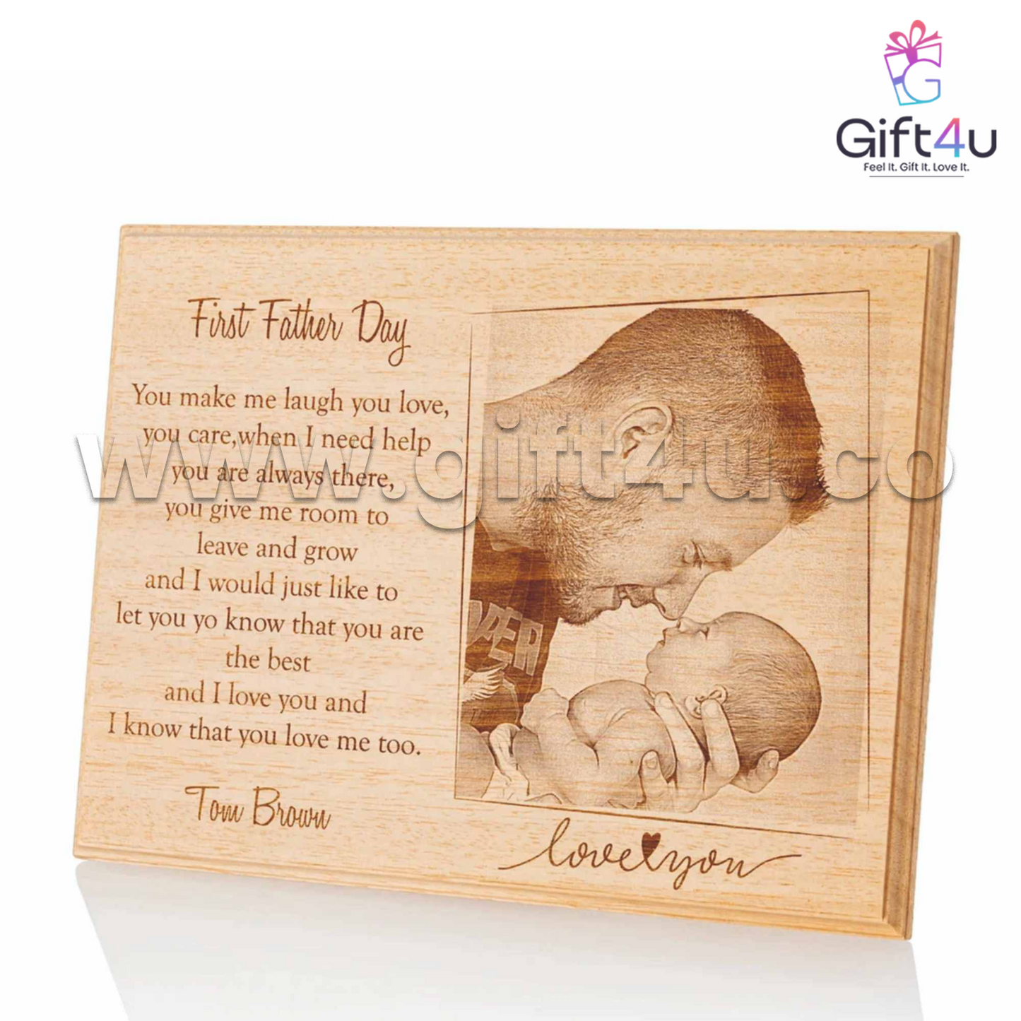 G4U FR75 Personalized Engraved Wooden Photo Frame