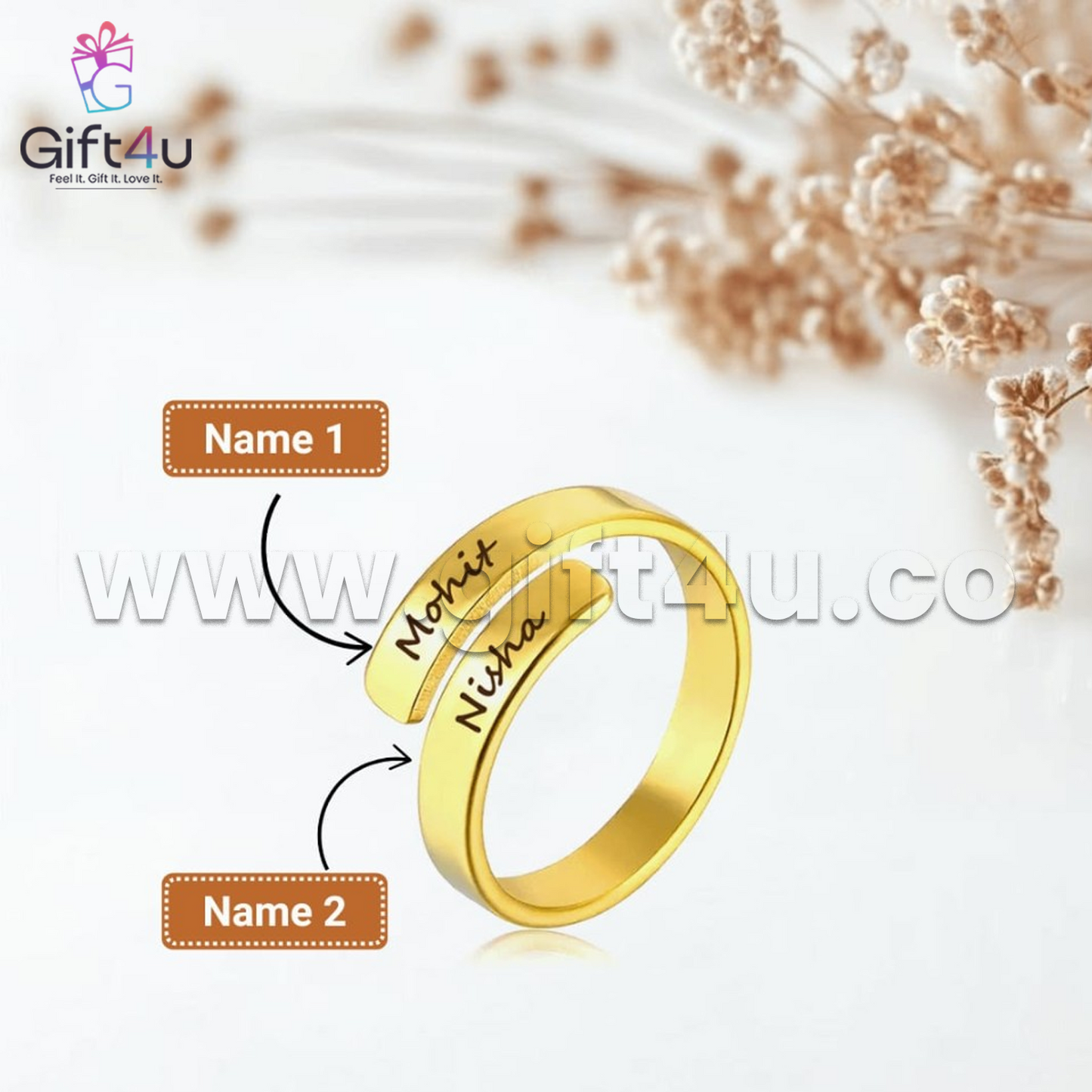G4U R3 WrapWords Adjustable Couple Rings