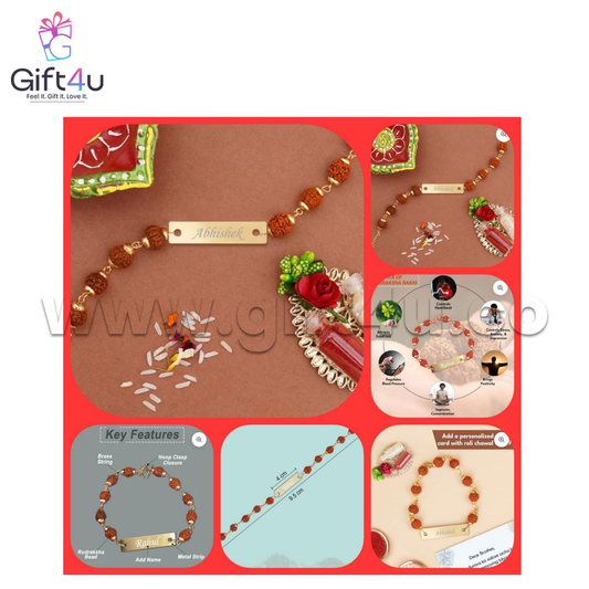 G4U RR1 DivyaBandh Personalized Rudraksha Rakhi Bracelet