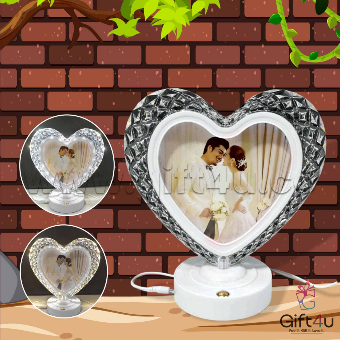 G4U CF2 HeartLume – Crystal Glow Heart Photo Frame