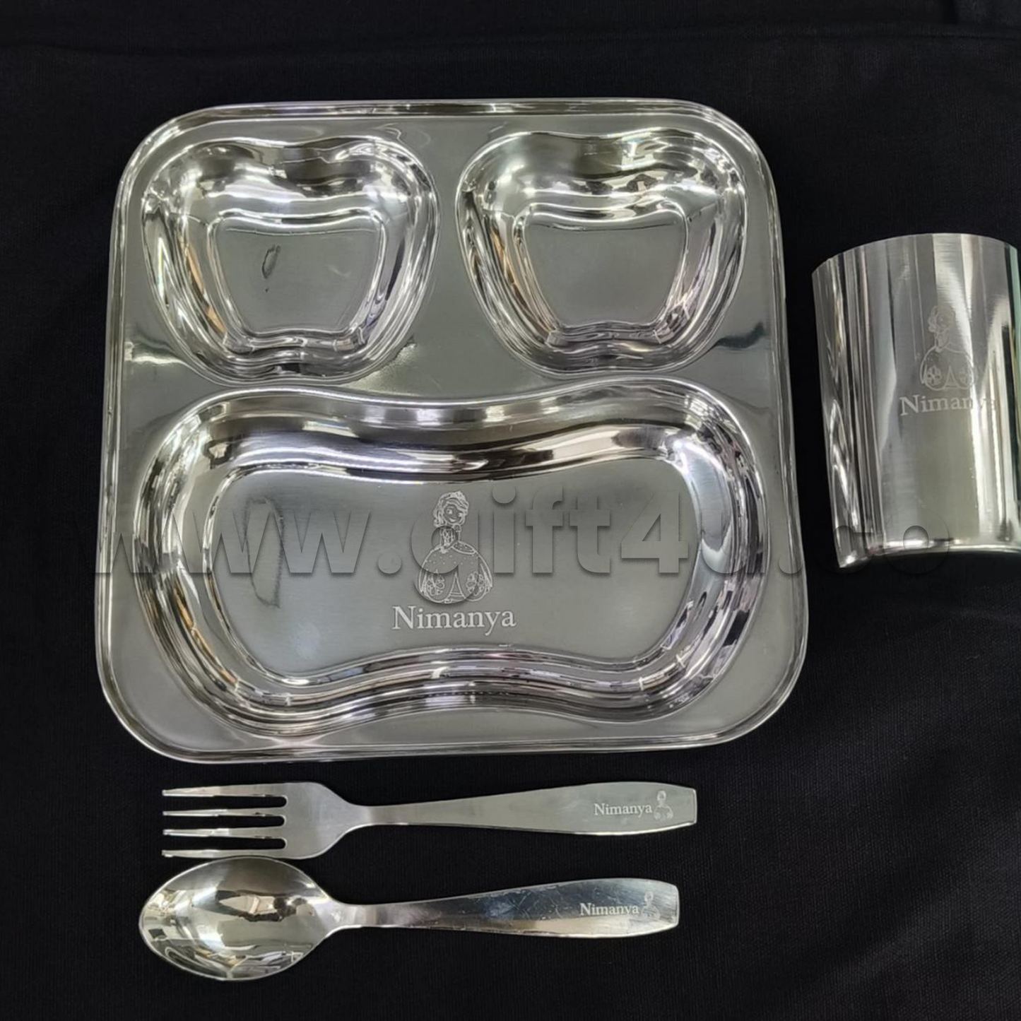 G4U PS3 AppleBite – Personalized Kids Steel Thali Set