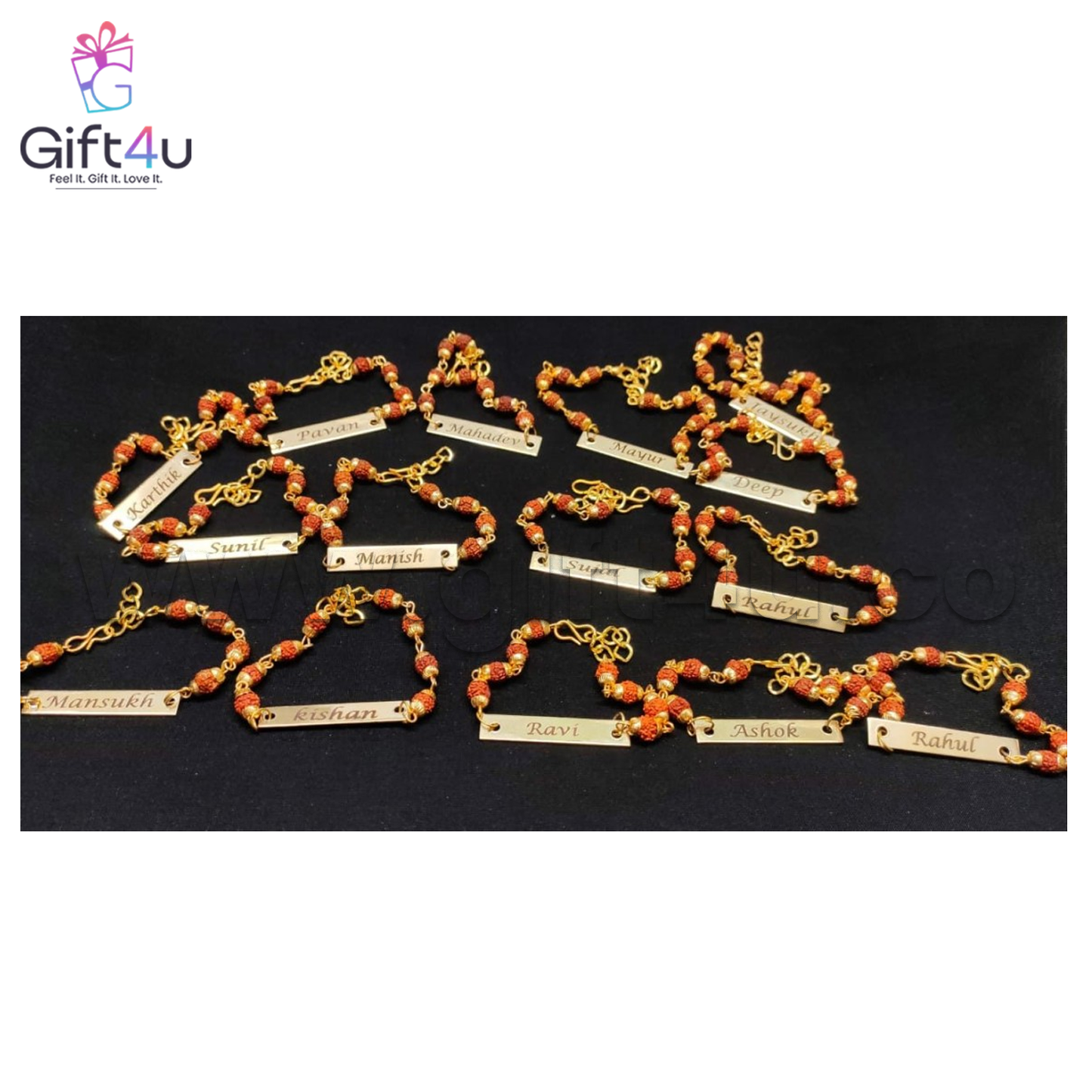 G4U RR1 DivyaBandh Personalized Rudraksha Rakhi Bracelet
