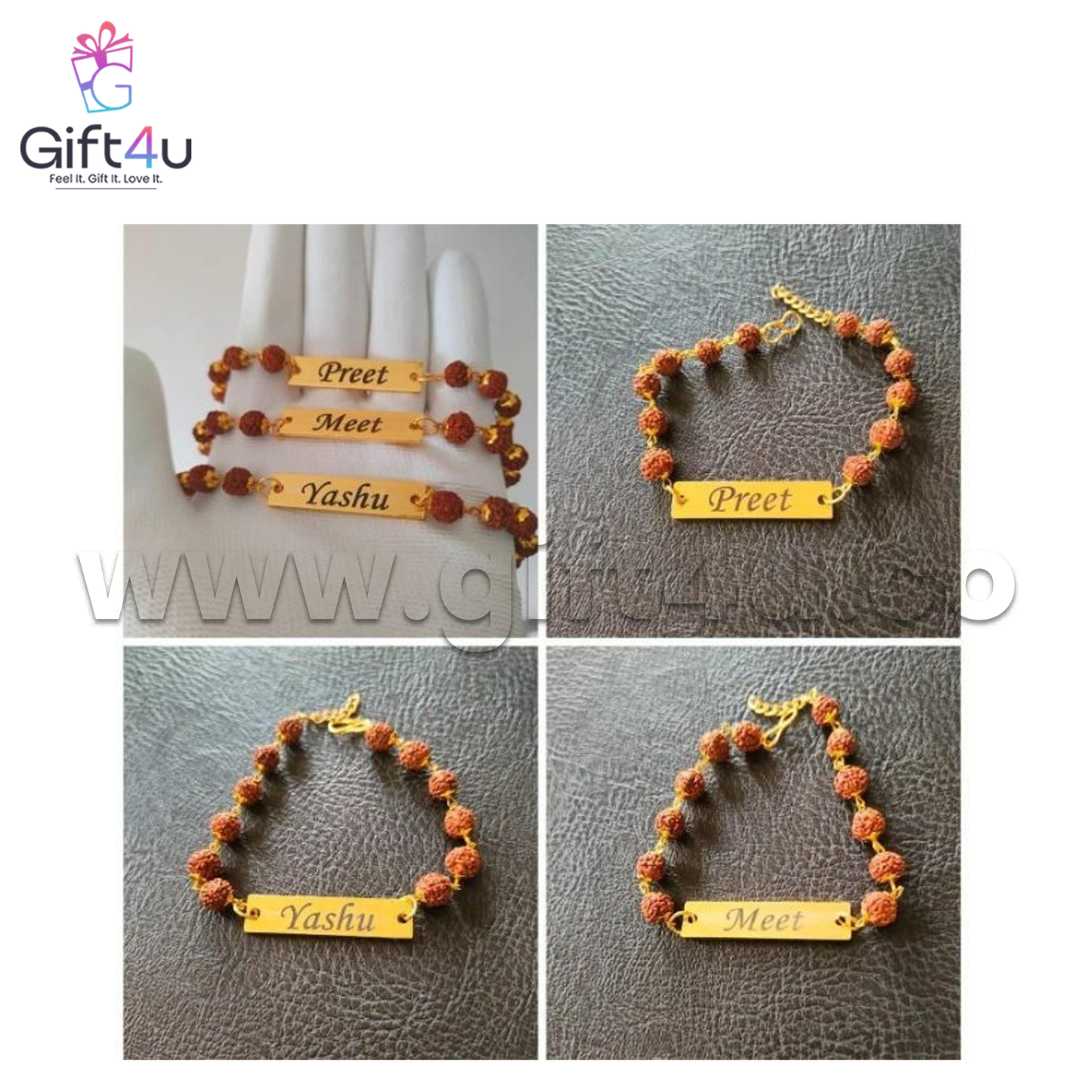 G4U RR1 DivyaBandh Personalized Rudraksha Rakhi Bracelet