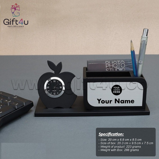 G4U PS8 Black Wooden Customised Name Pen Stand – Premium Desk Identity