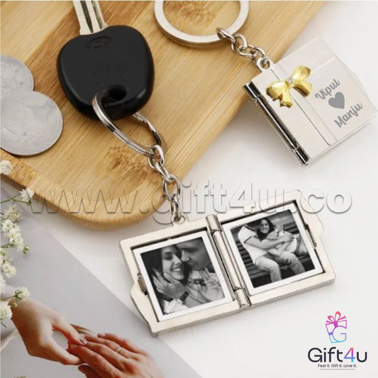 G4U K20 Romantic Metal Book Photo Keychain – Personalised Keepsake