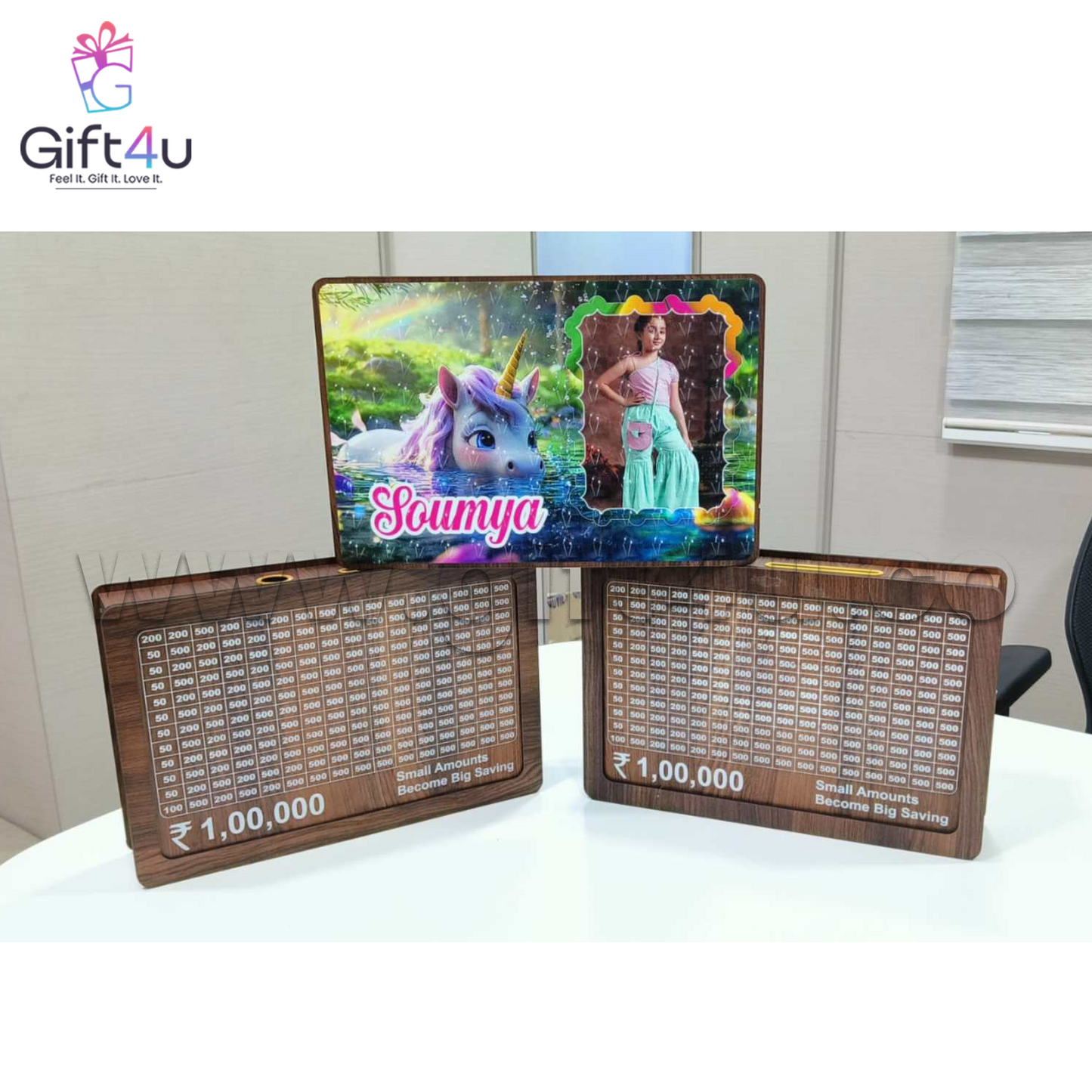 G4U PB2 Personalized Wooden Piggy Bank