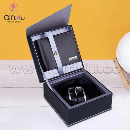 G4U GS25 Personalized Leather Wallet & Belt Gift Set