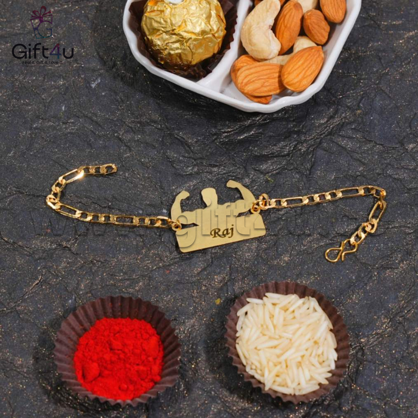 G4U RT 05 ShaktiBandh – Designer Brass Chain Rakhis