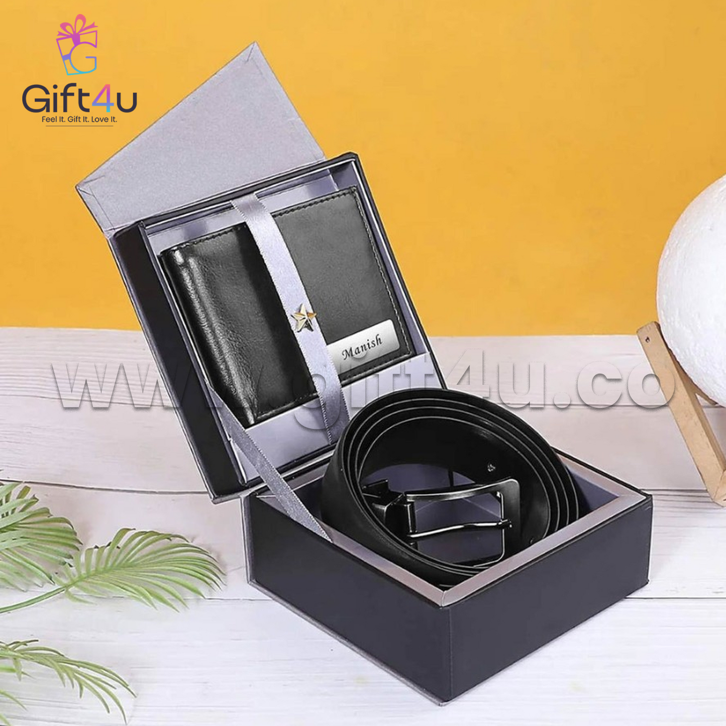G4U GS25 Personalized Leather Wallet & Belt Gift Set