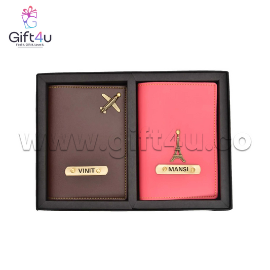 WM11G4U Personalized Couple Passport Holder Set – Dual Color Combo