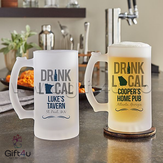 G4U M12 CheersLocal Frosted Glass Beer Mug