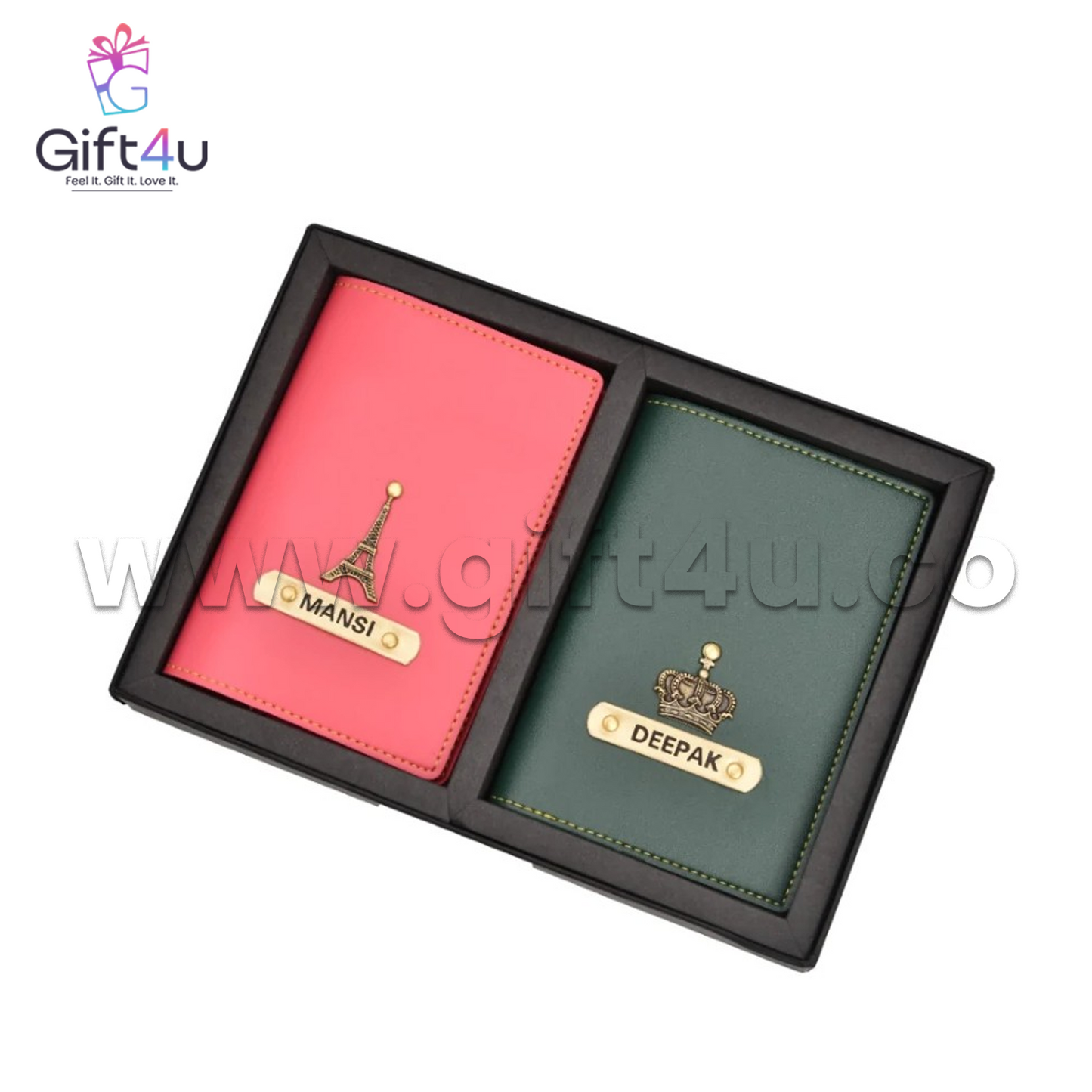 WM11G4U Personalized Couple Passport Holder Set – Dual Color Combo