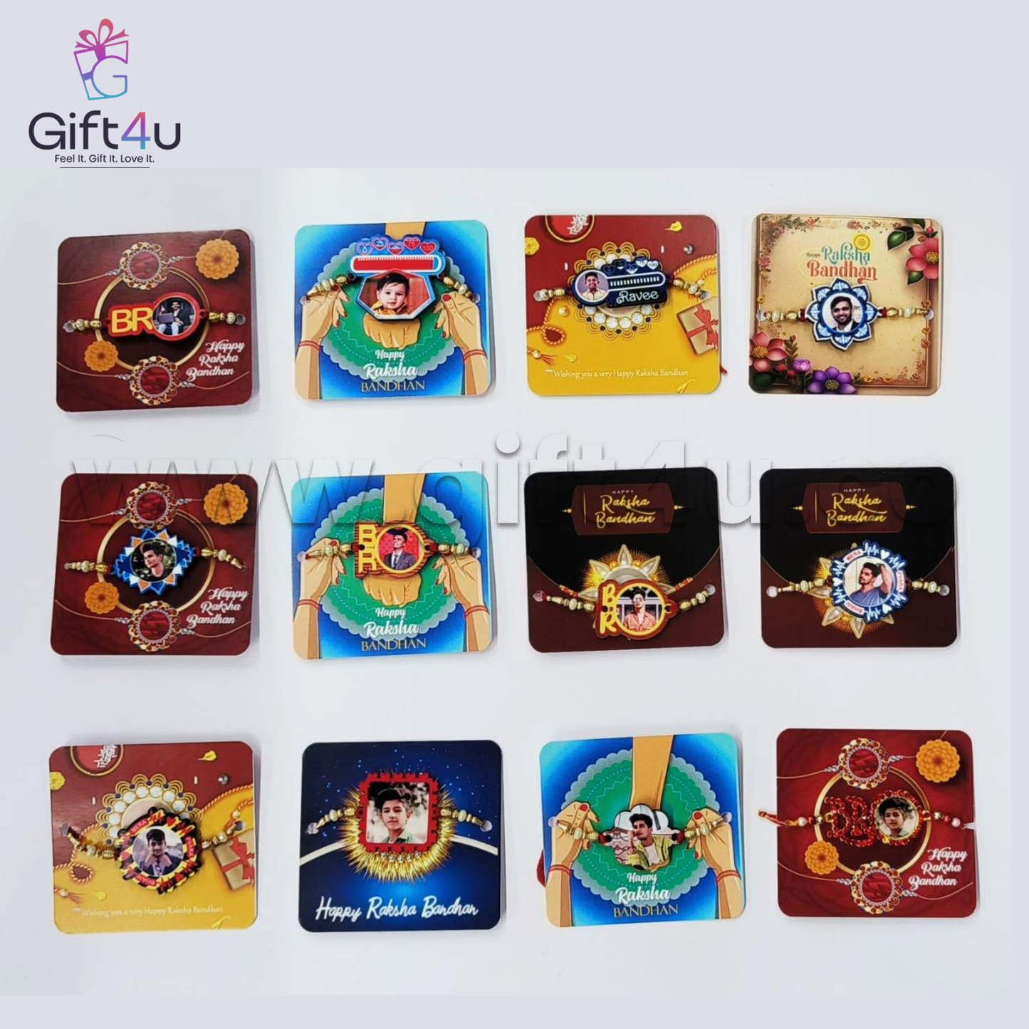 G4U RT 10 Custom Photo MDF Wooden Rakhi