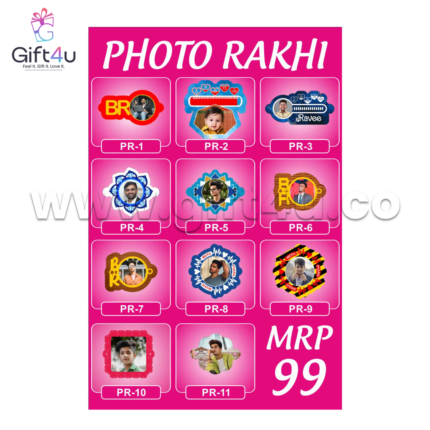 G4U RT 10 Custom Photo MDF Wooden Rakhi