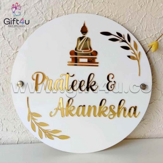 G4U NP4 DivineGlow – Round Gold Acrylic Name Plate