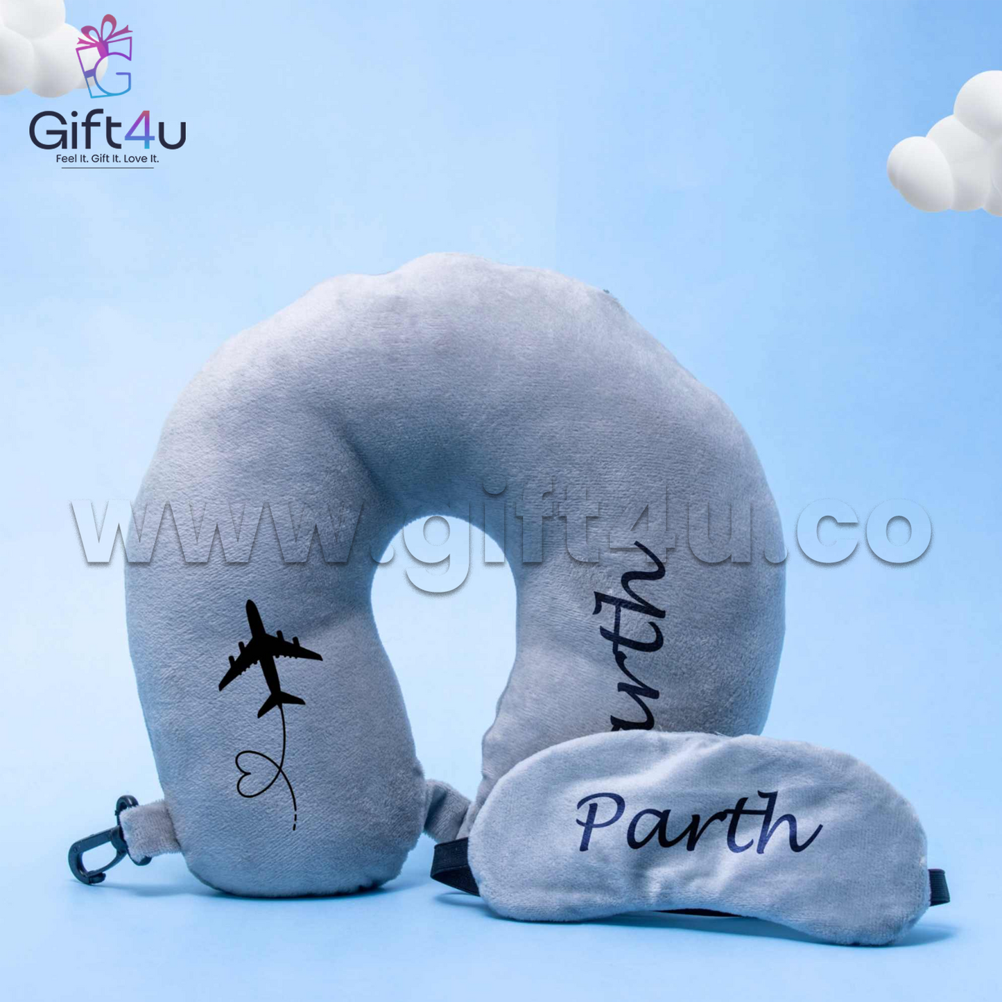 G4U PL19 Customized Neck Pillow & Eye Mask Combo Set – Travel Kit for Kids & Adults