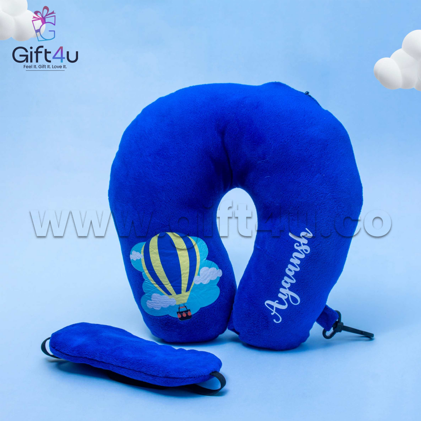 G4U PL19 Customized Neck Pillow & Eye Mask Combo Set – Travel Kit for Kids & Adults