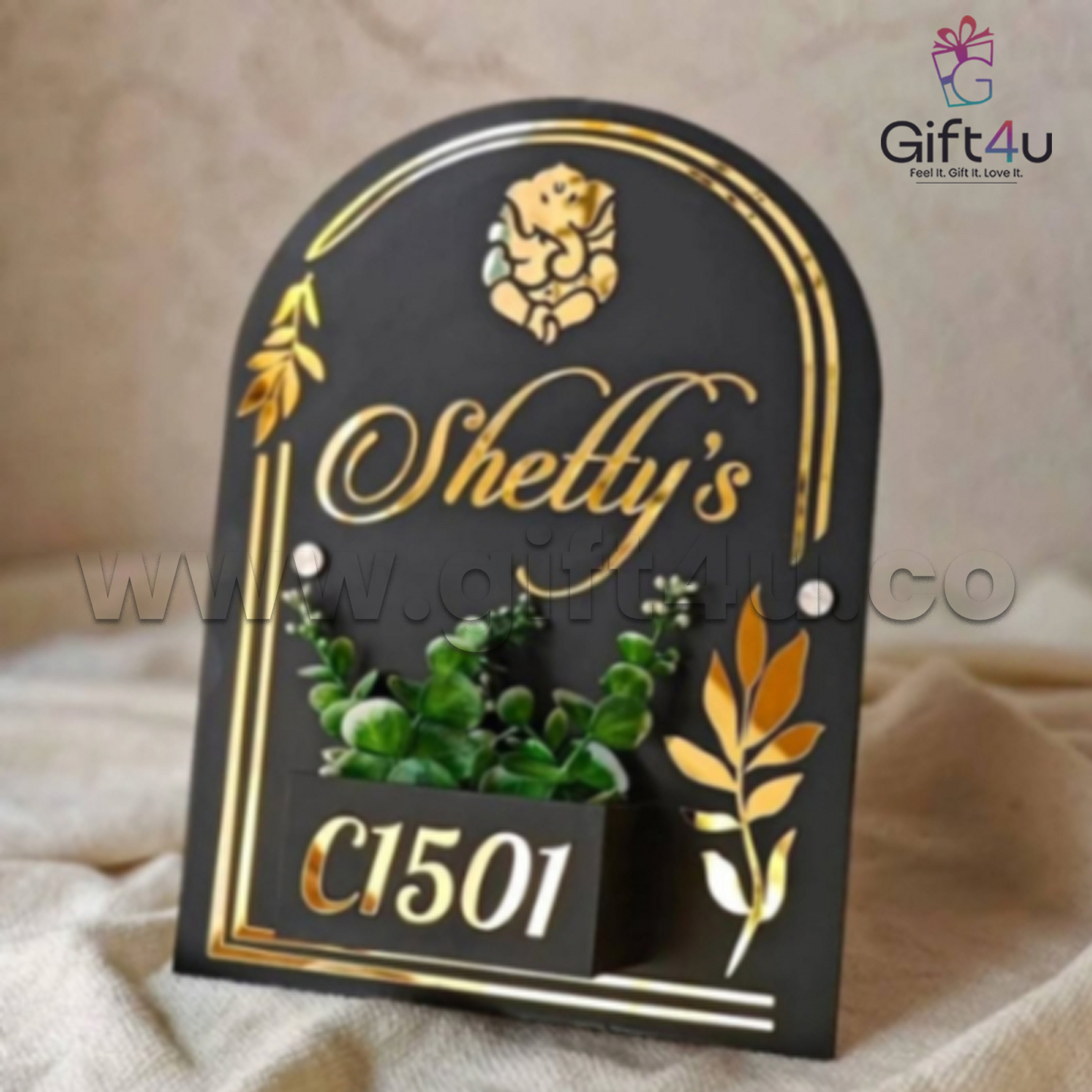 G4U NP41 Custom Acrylic Name Plate with Planter