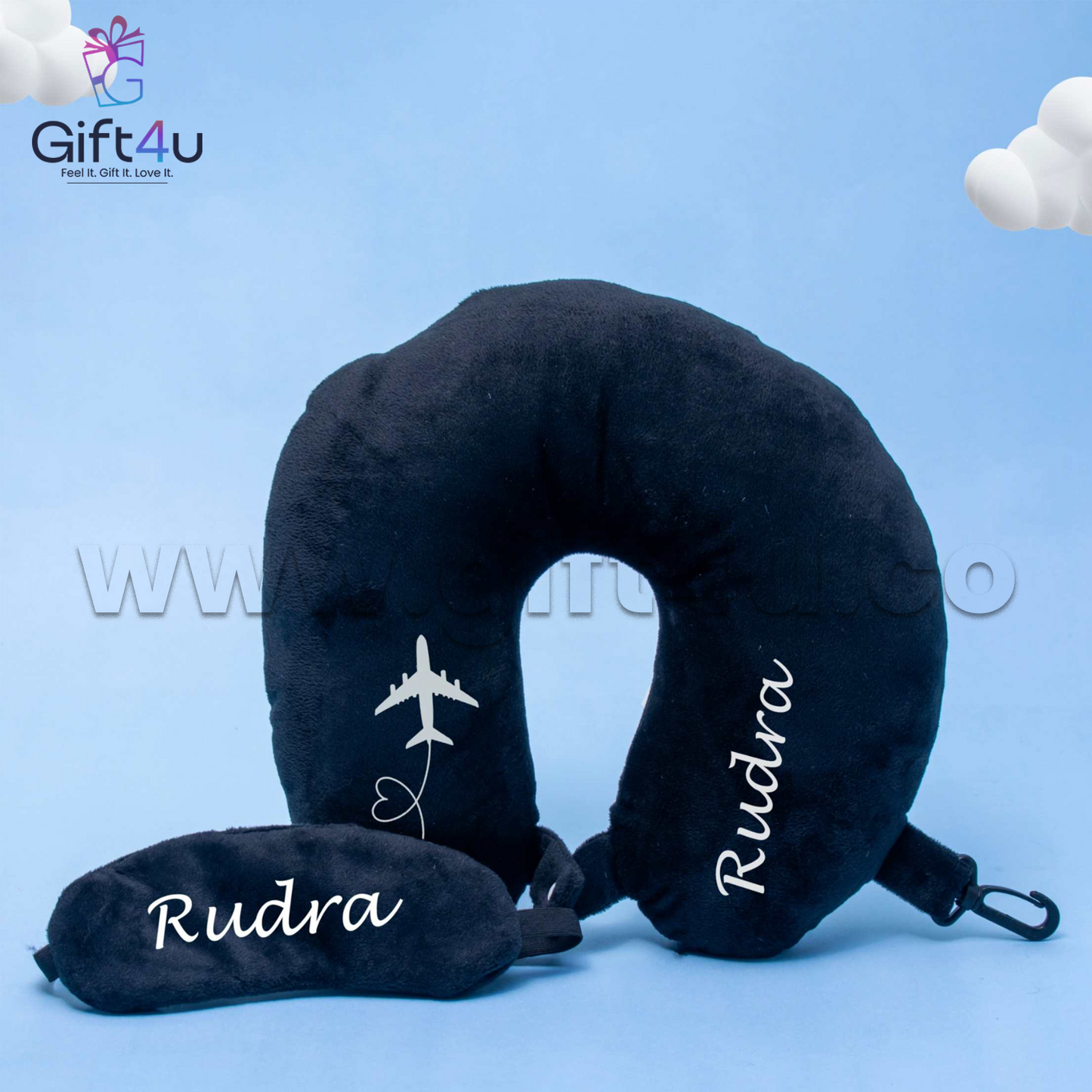 G4U PL19 Customized Neck Pillow & Eye Mask Combo Set – Travel Kit for Kids & Adults