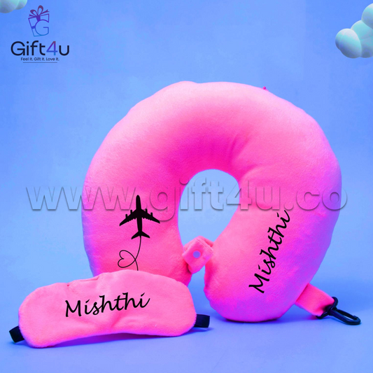 G4U PL19 Customized Neck Pillow & Eye Mask Combo Set – Travel Kit for Kids & Adults