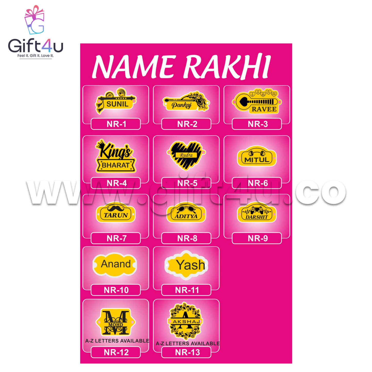 G4U RT 09 Personalized Name Rakhi with Greeting Card