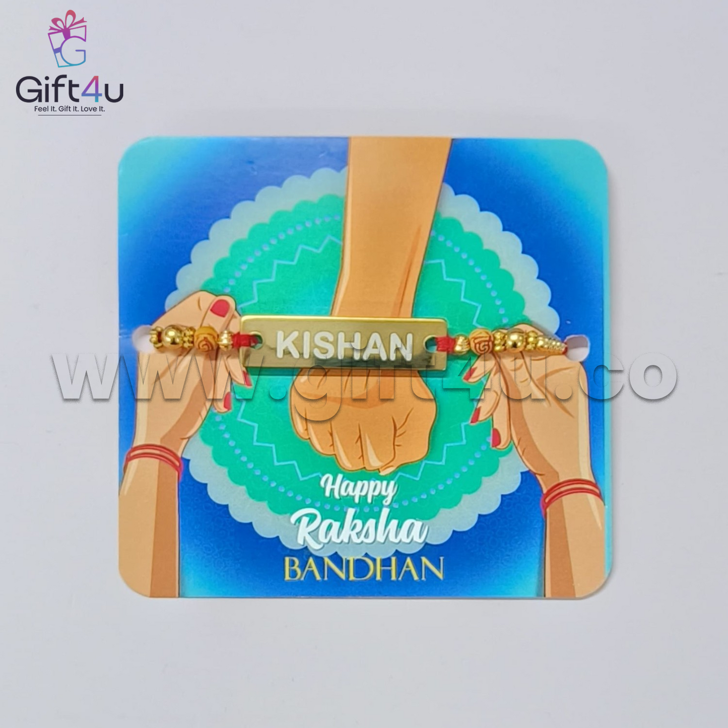 G4U RT 09 Personalized Name Rakhi with Greeting Card