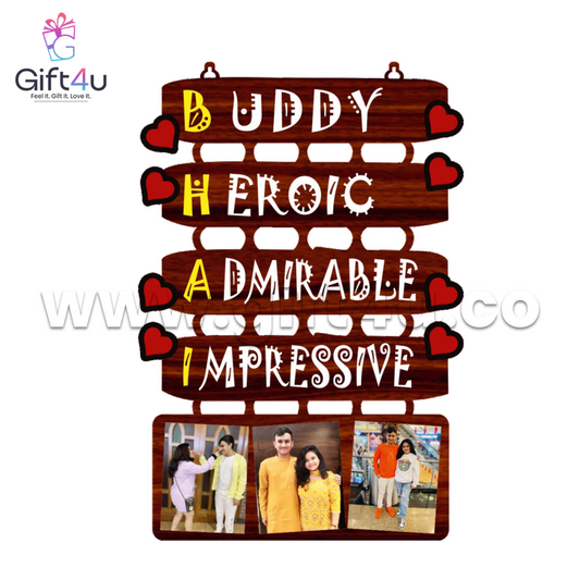 FR94 G4U BHAI Bond Frame – 3 Photo Wooden Tribute