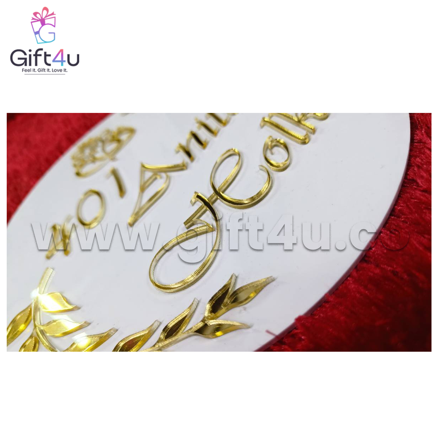 G4U NP4 DivineGlow – Round Gold Acrylic Name Plate