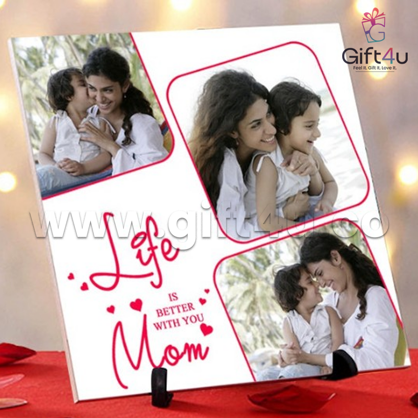 W12G4U Customised Tile Photo Frame – Life Is Better With Mom