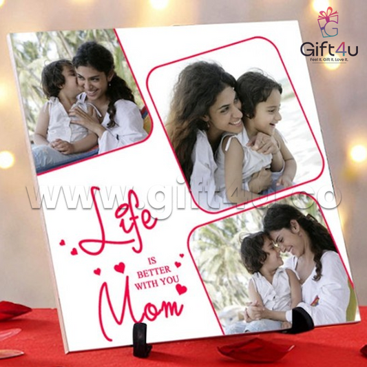 W12G4U Customised Tile Photo Frame – Life Is Better With Mom