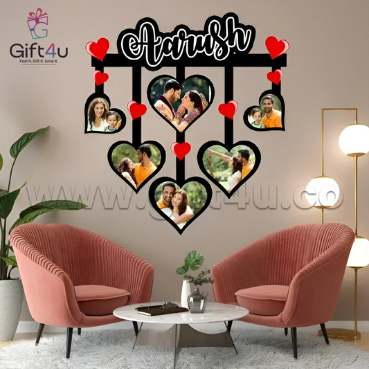 FR67 G4U Hanging Hearts Name Frame – 6 Photo Custom