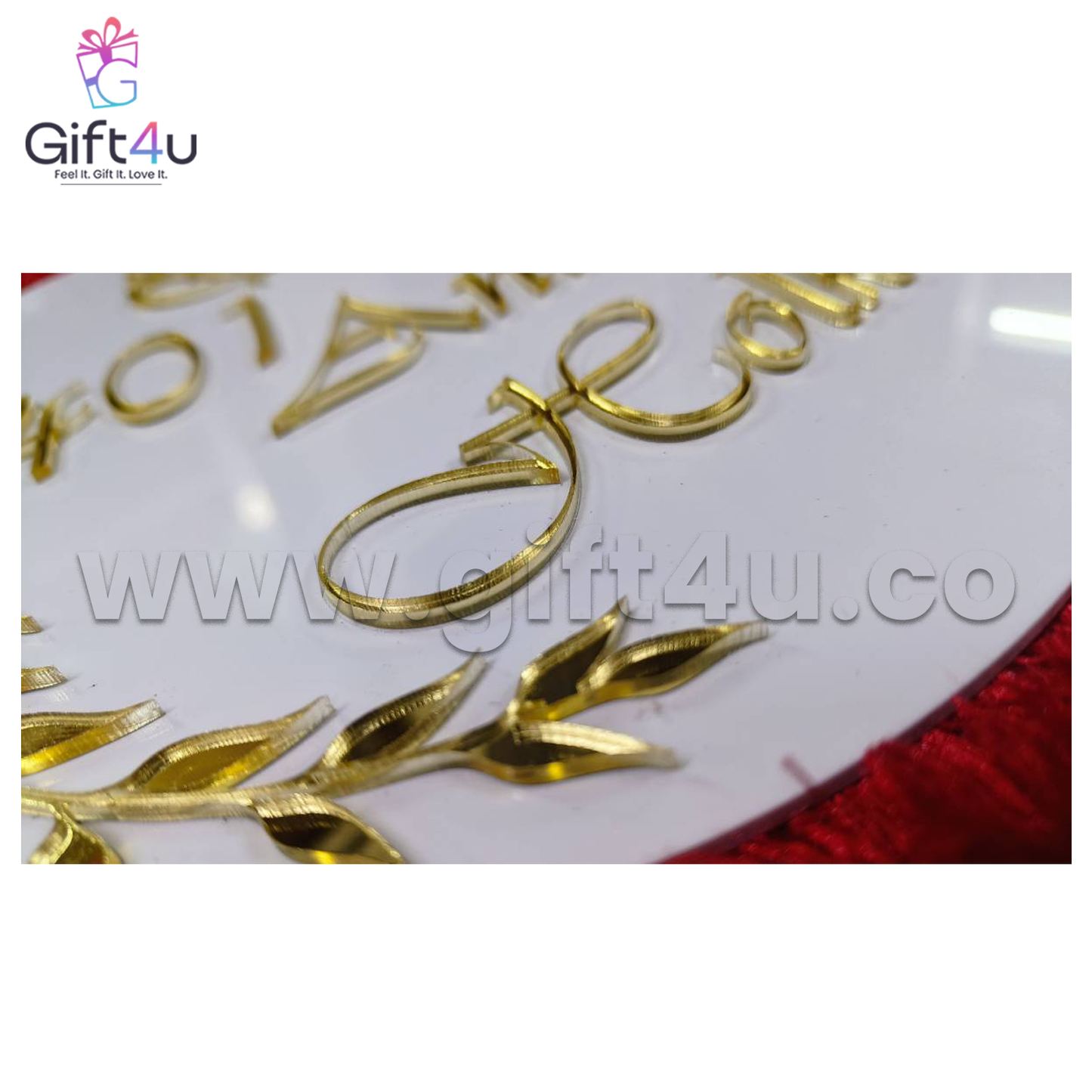 G4U NP4 DivineGlow – Round Gold Acrylic Name Plate