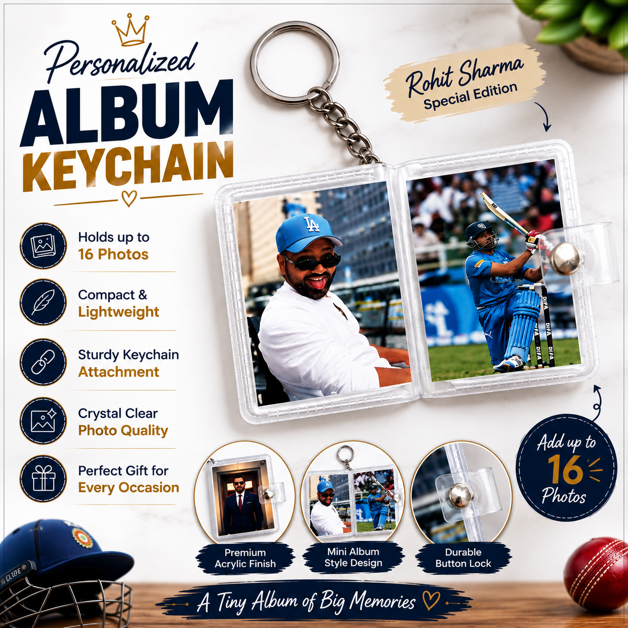 Rohit Sharma Personalized Album Keychain