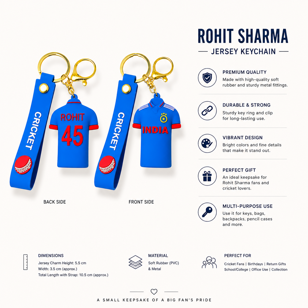 Rohit Sharma Jersey Keychain