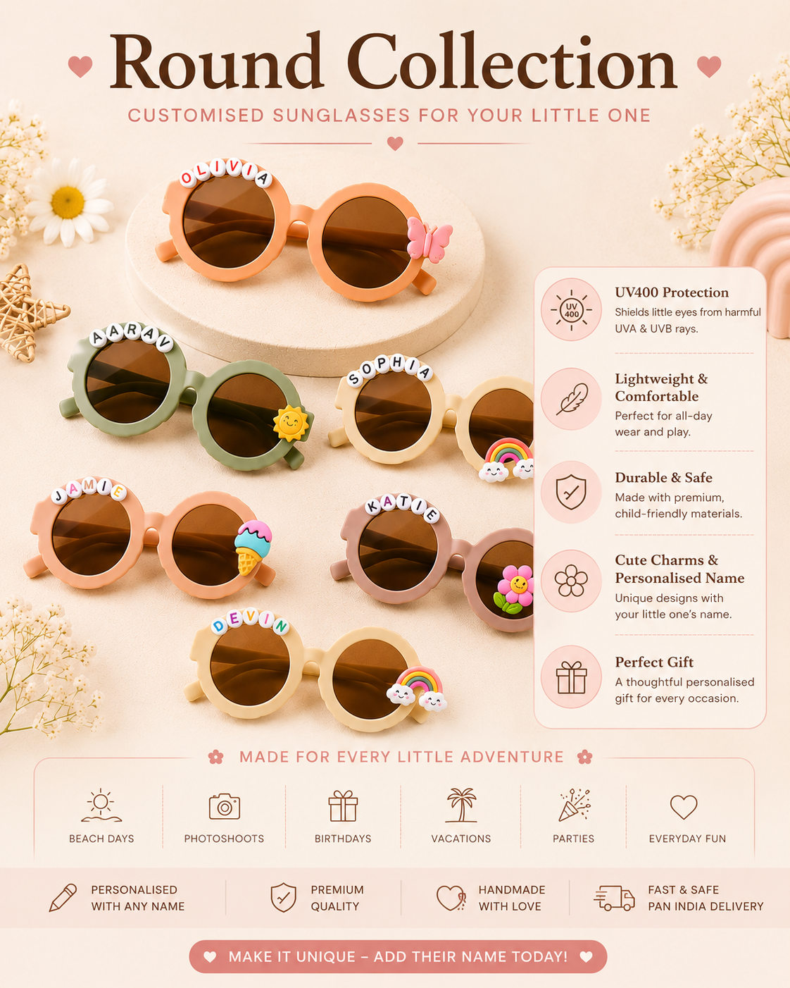 Little Charm™ Round Personalized Sunglasses