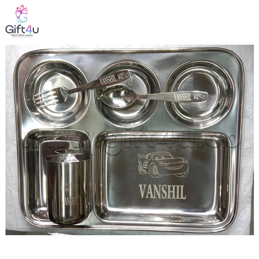 TinyDine Deluxe Engraved Steel Set