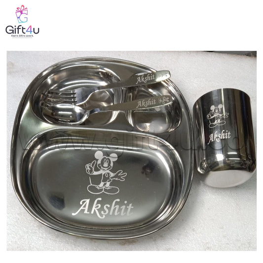KiddieMeal 3-Section Cartoon Plate Set