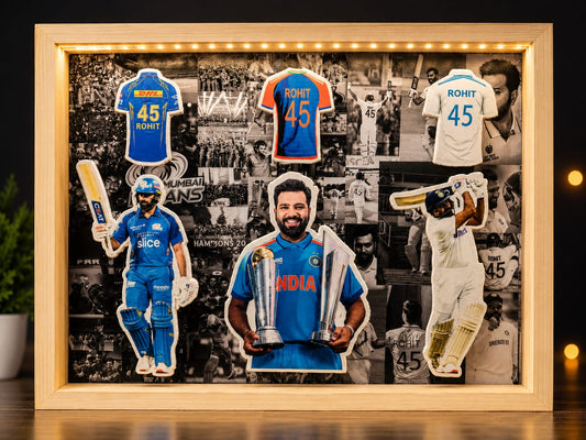 Rohit Sharma Premium LED Wooden Frame