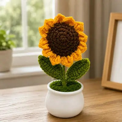 Crochet Sunflower Pot
